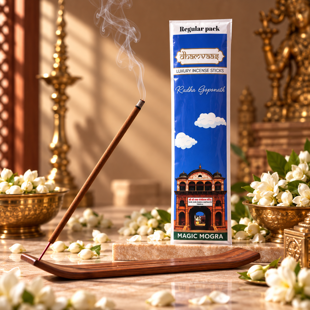Radha Gopinath Magic Mogra Incense Sticks (20 Sticks) Regular Pack Vrindavan Edition
