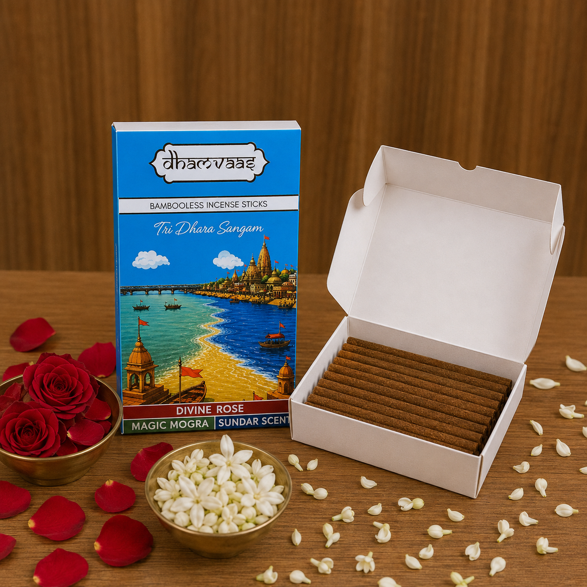 Tridhara Sangam 3 Flavour Bambooless Dhoop Sticks (21 Sticks)