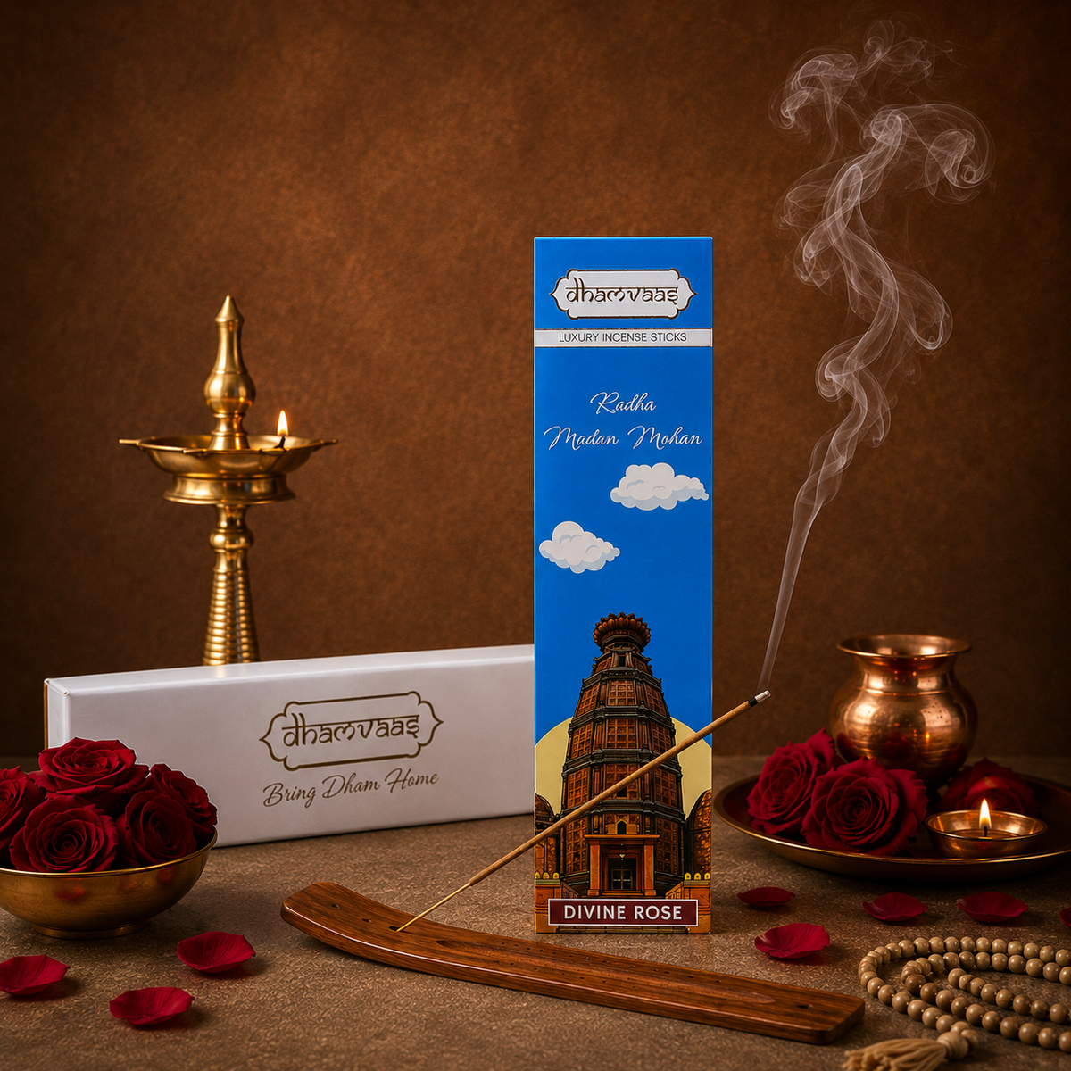 Radha Madan Mohan Divine Rose Incense Sticks (40 Sticks)