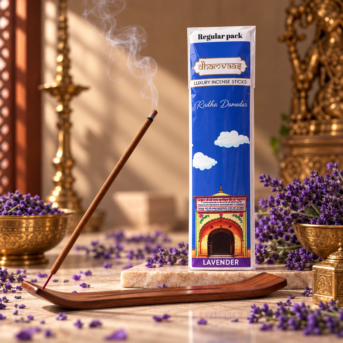 Radha Damodar  Lavender Incense Sticks (20 Sticks ) Regular Pack Vrindavan Edition