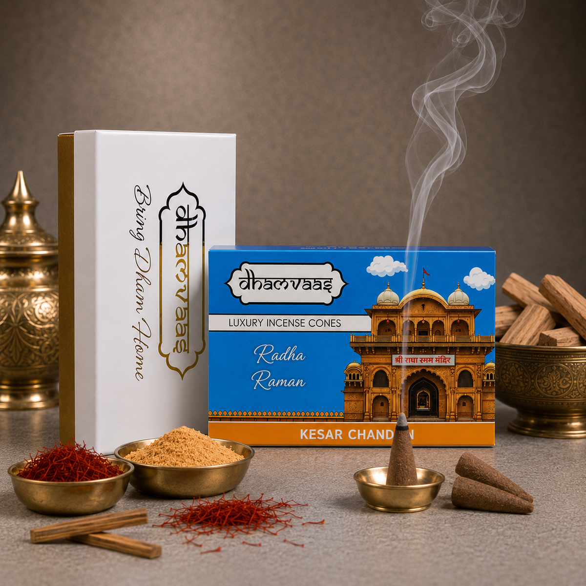 Radha Raman Kesar Chandan Dhoop Cones (30 Cones)