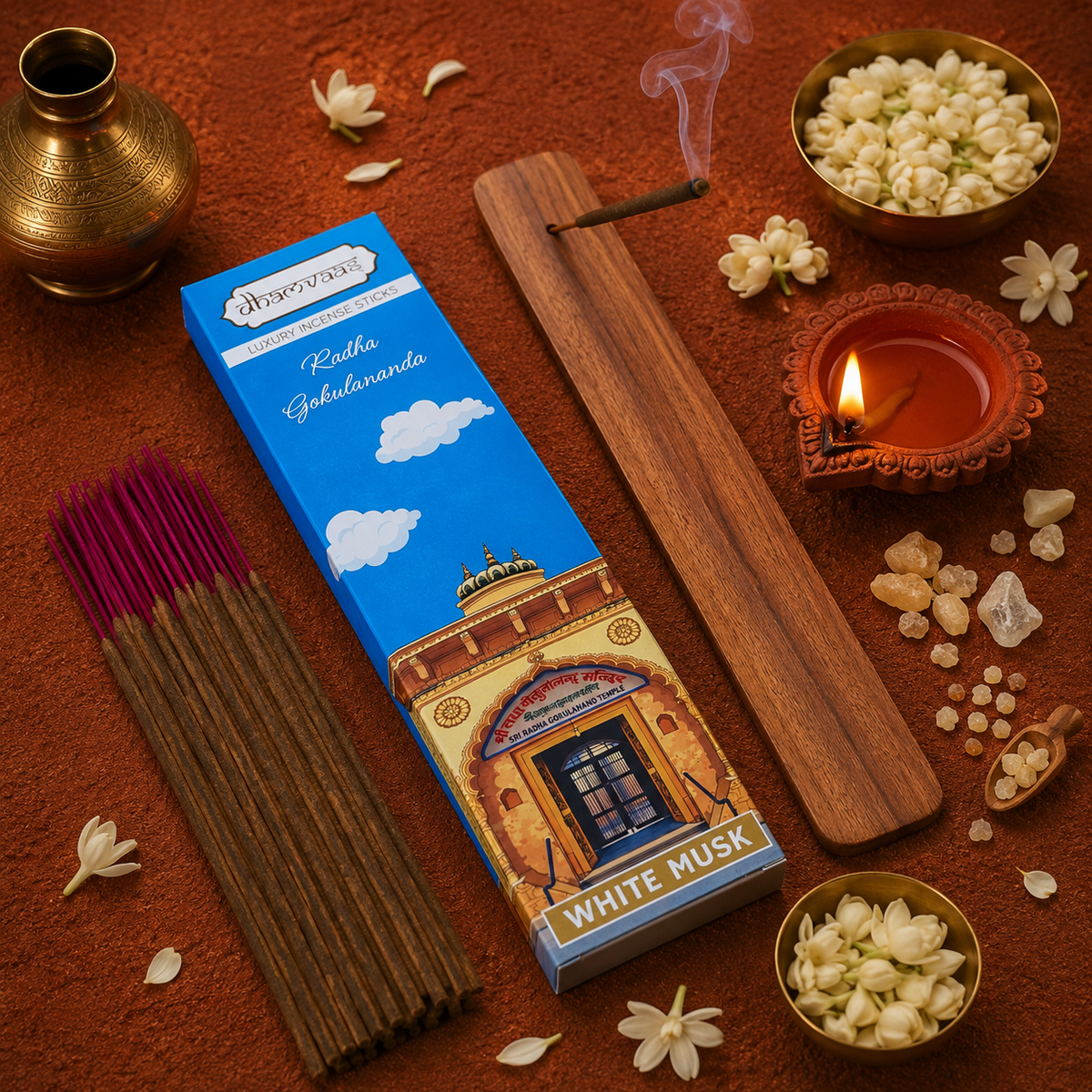 Radha Gokulananda White Musk Scent  Incense Sticks (20 Sticks)