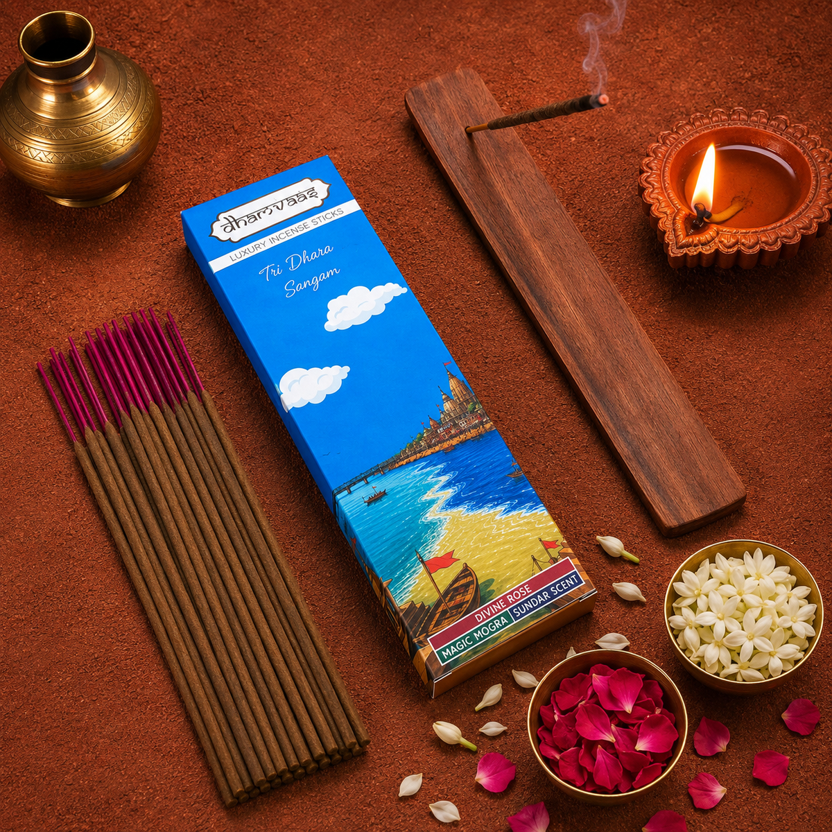 Tridhara Sangam 3 Flavour Incense Sticks (21 Sticks )