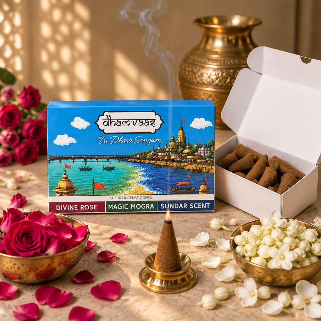 Tridhara Sangam 3 Flavour Dhoop Cones (21 Cones)