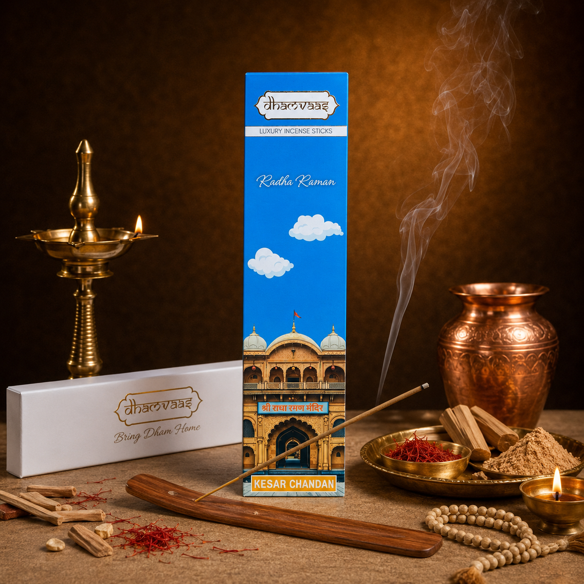 Radha Raman Kesar Chandan Incense Sticks (40 Sticks)
