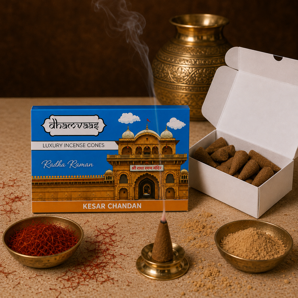 Radha Raman Kesar Chandan Dhoop Cones (20 Cones)