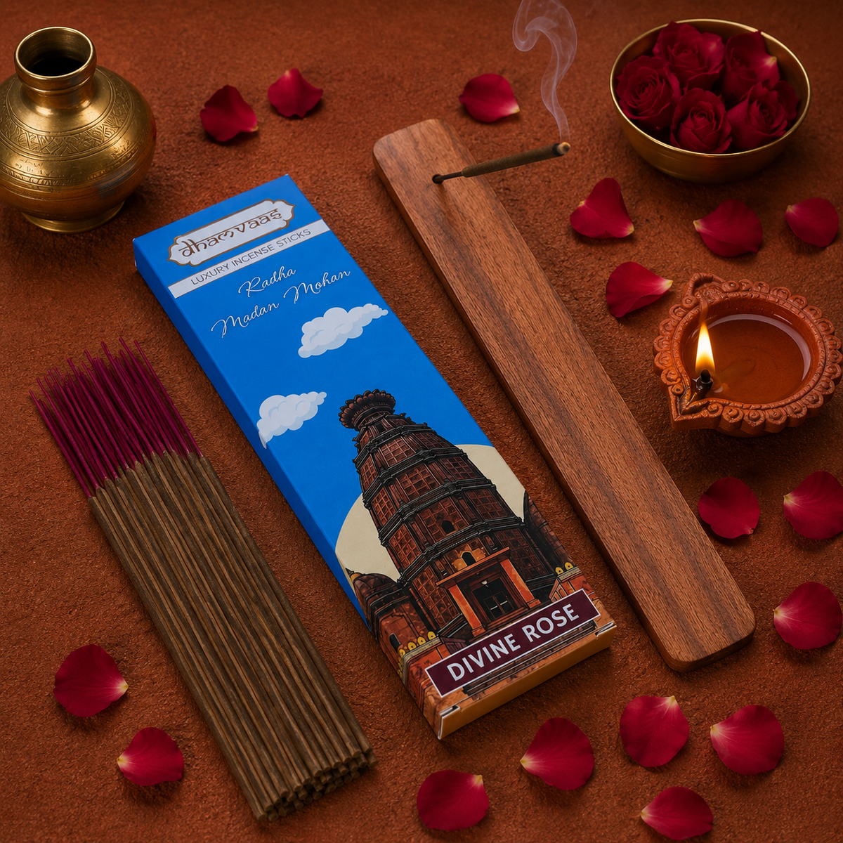 Radha Madan Mohan Divine Rose Incense Sticks (20 Sticks)