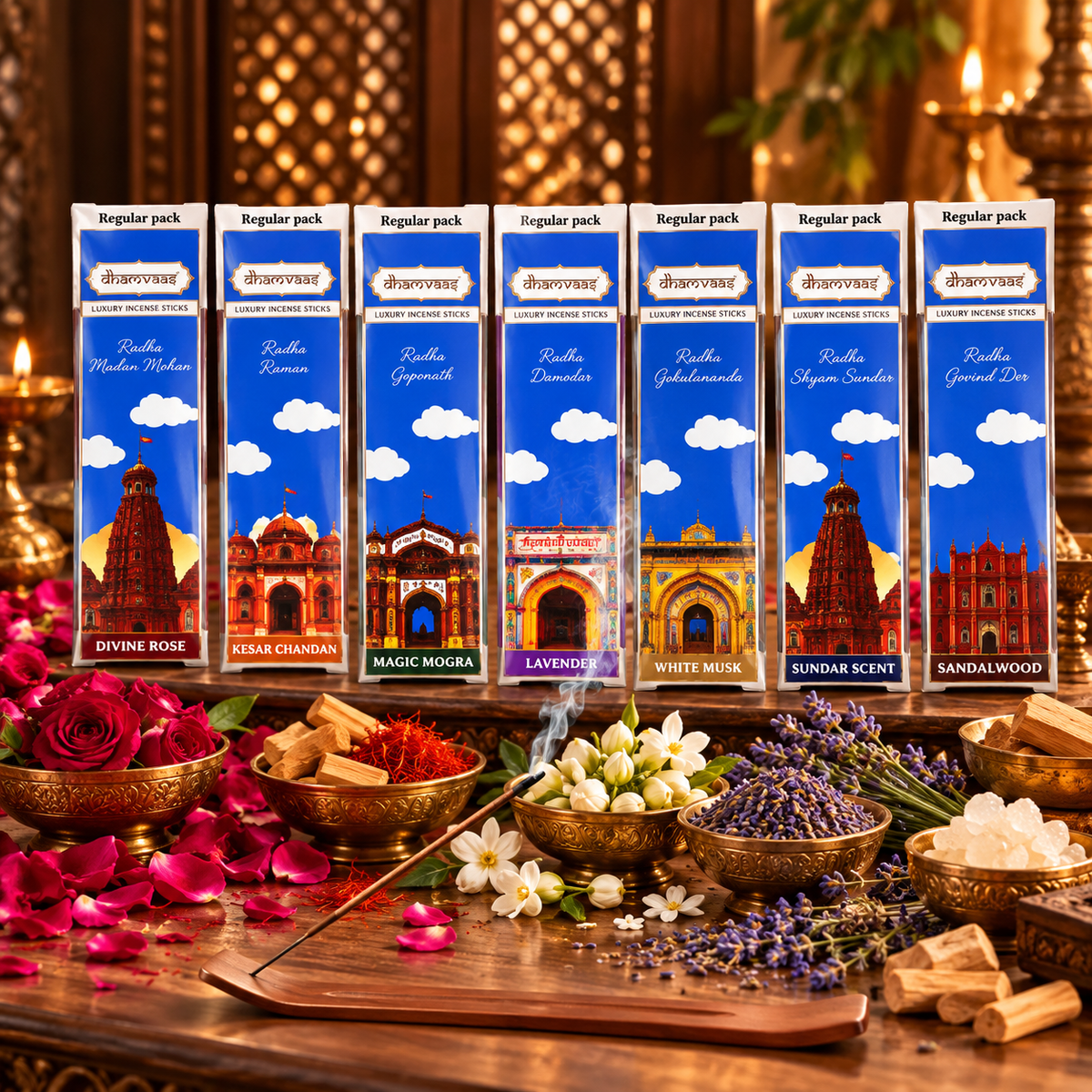 Vrindavan Regular Incense Sticks Combo Pack ( 140 Sticks)